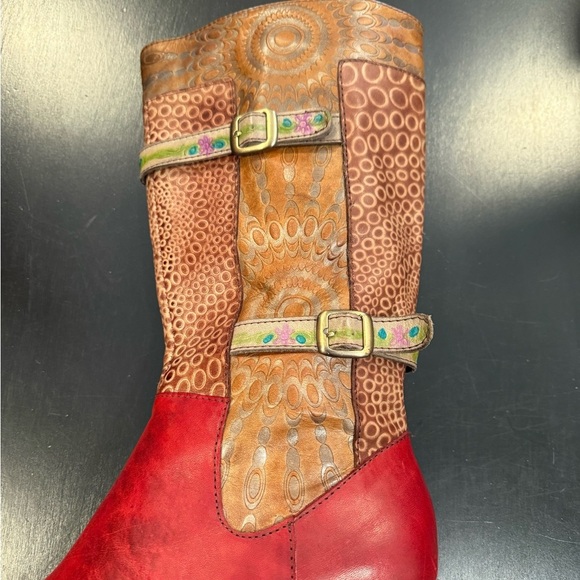 Spring Step L’artiste Carpeverde Knee High Red Chunky Heel Boots Womens size 9.5 - Picture 7 of 13